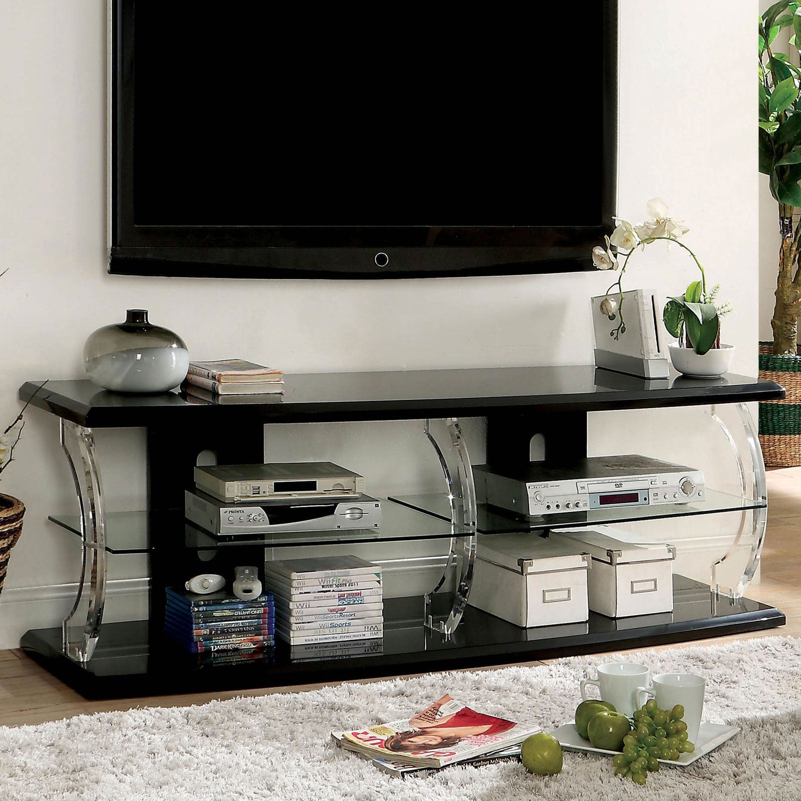 Ernst Black/Clear 60" TV Stand FOA East