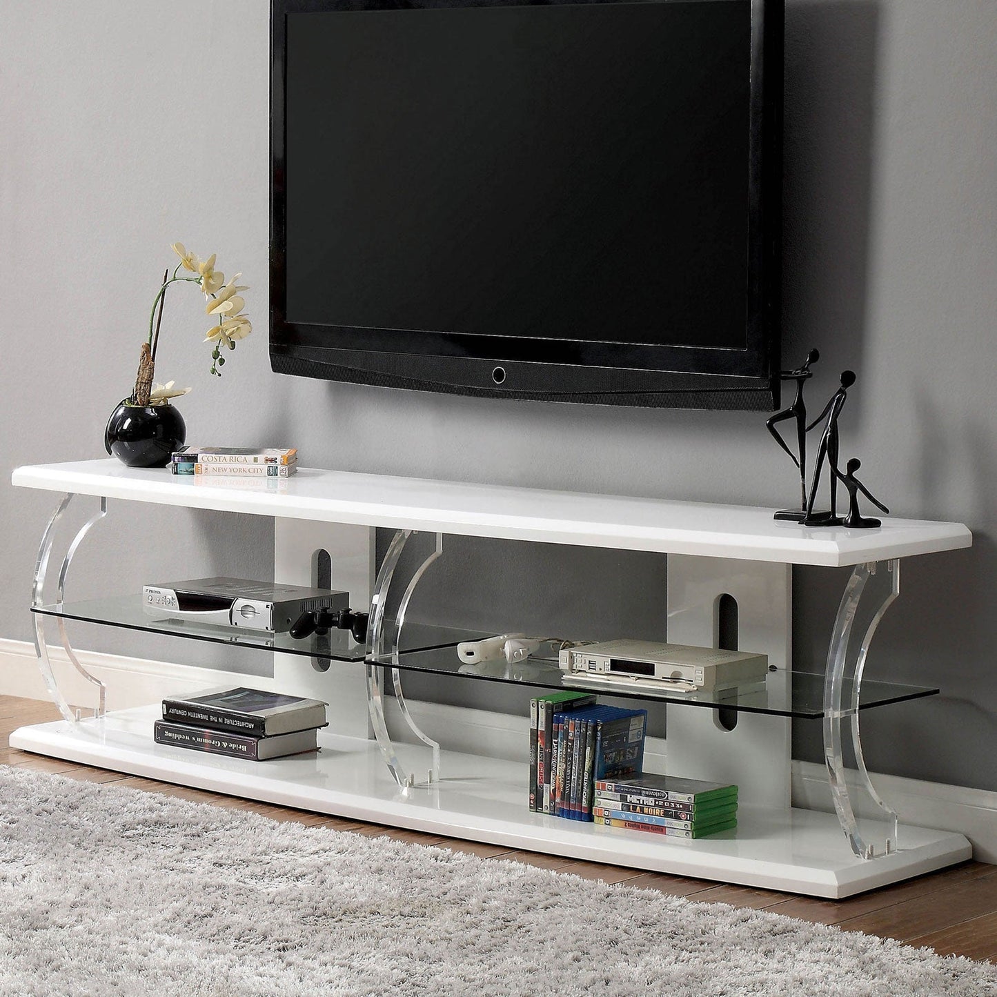 Ernst White/Clear 60" TV Stand FOA East