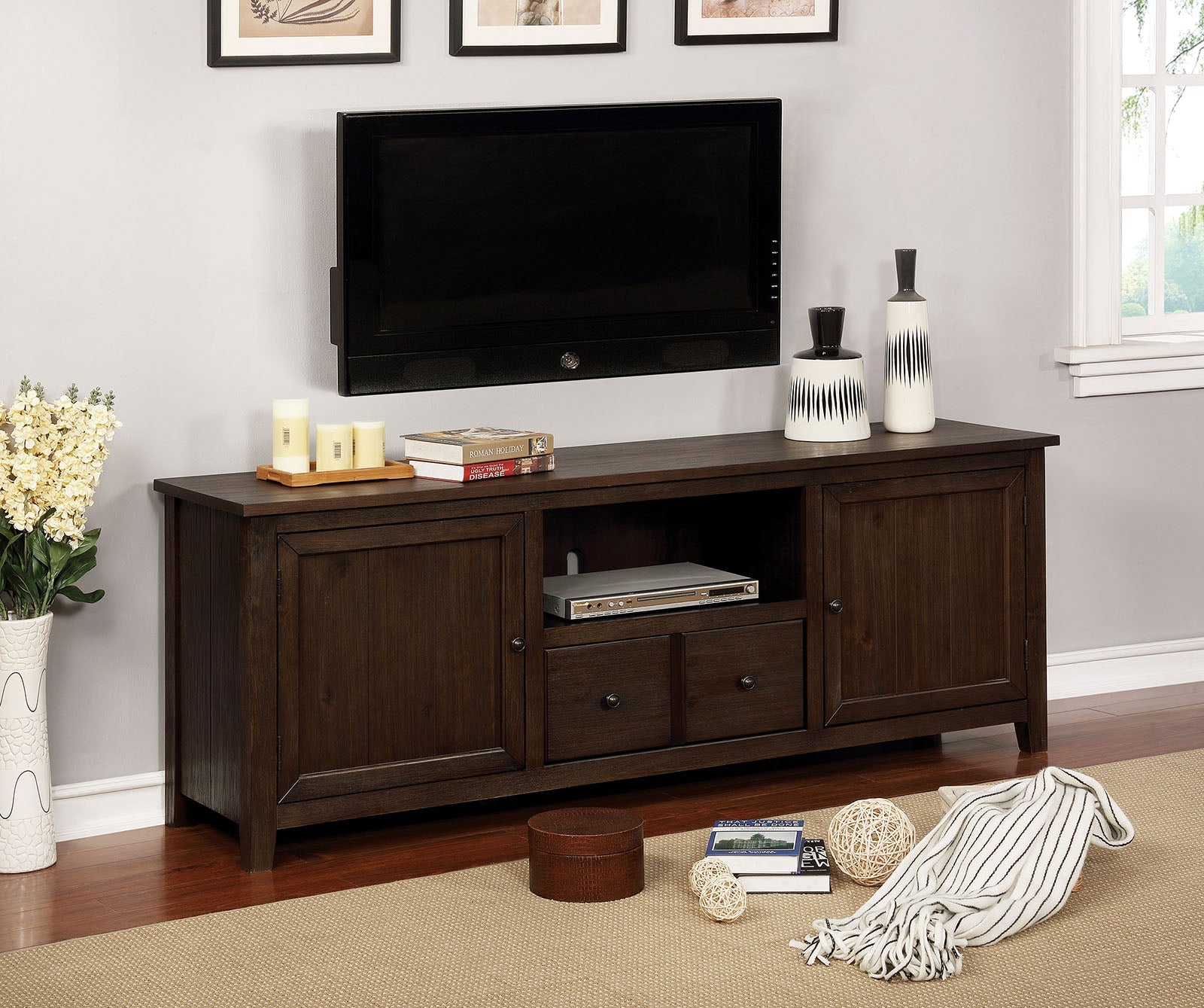 Presho Dark Oak 72" TV Stand FOA East