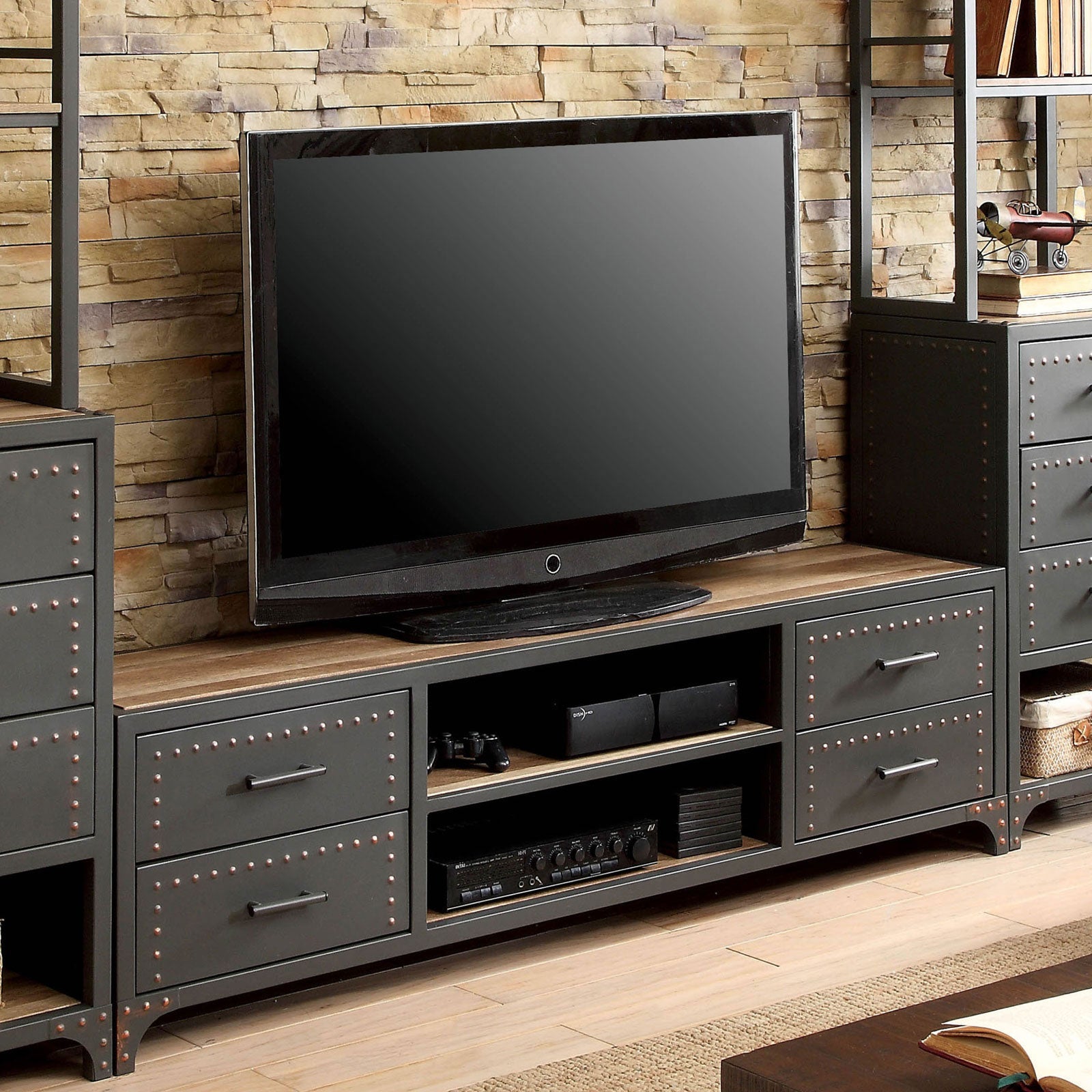 Galway Sand Black/Natural Tone 60" TV Stand FOA East