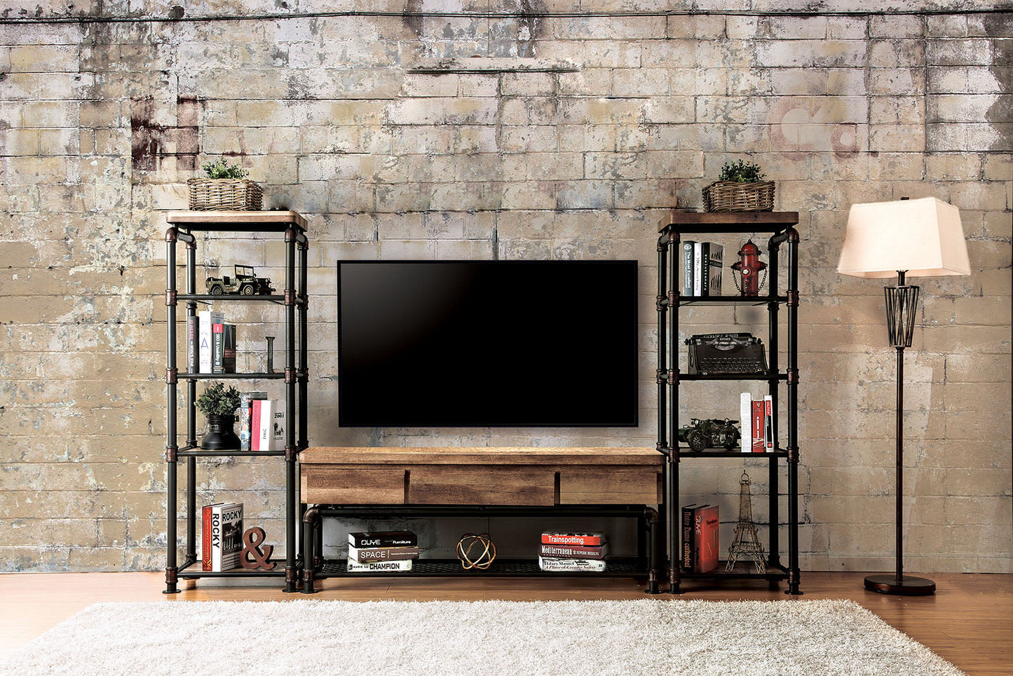 Kebbyll Antique Black/Natural Tone 3 Pc. Set (TV + 2 PC) FOA East