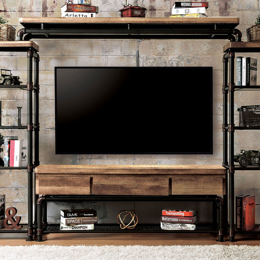 Kebbyll Antique Black/Natural Tone 60" TV Stand FOA East