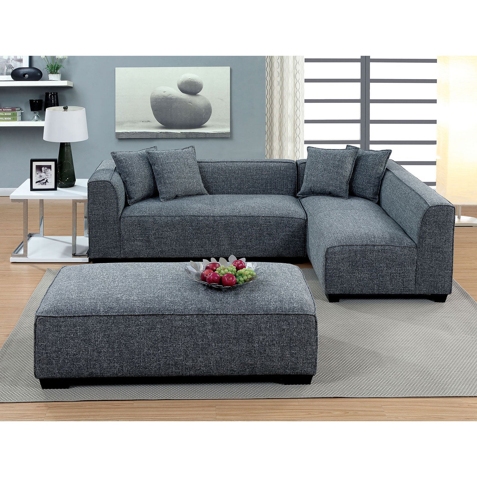 JAYLENE Gray Sectional + Ottoman FOA East