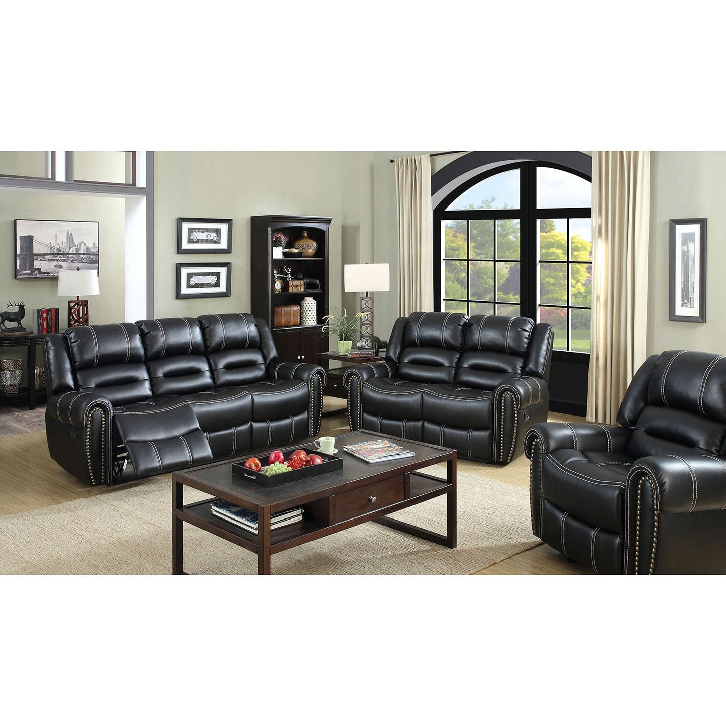 FREDERICK Black Sofa + Love Seat FOA East