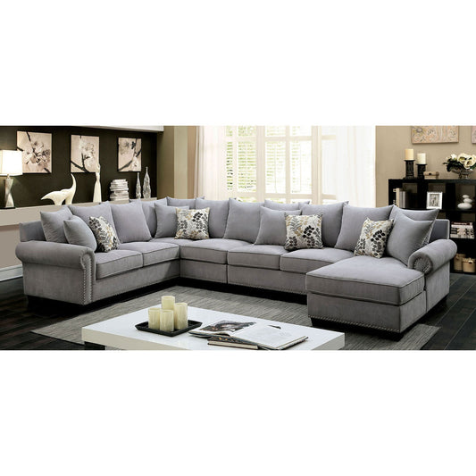 SKYLER II Gray Sectional + Chair, Gray FOA East