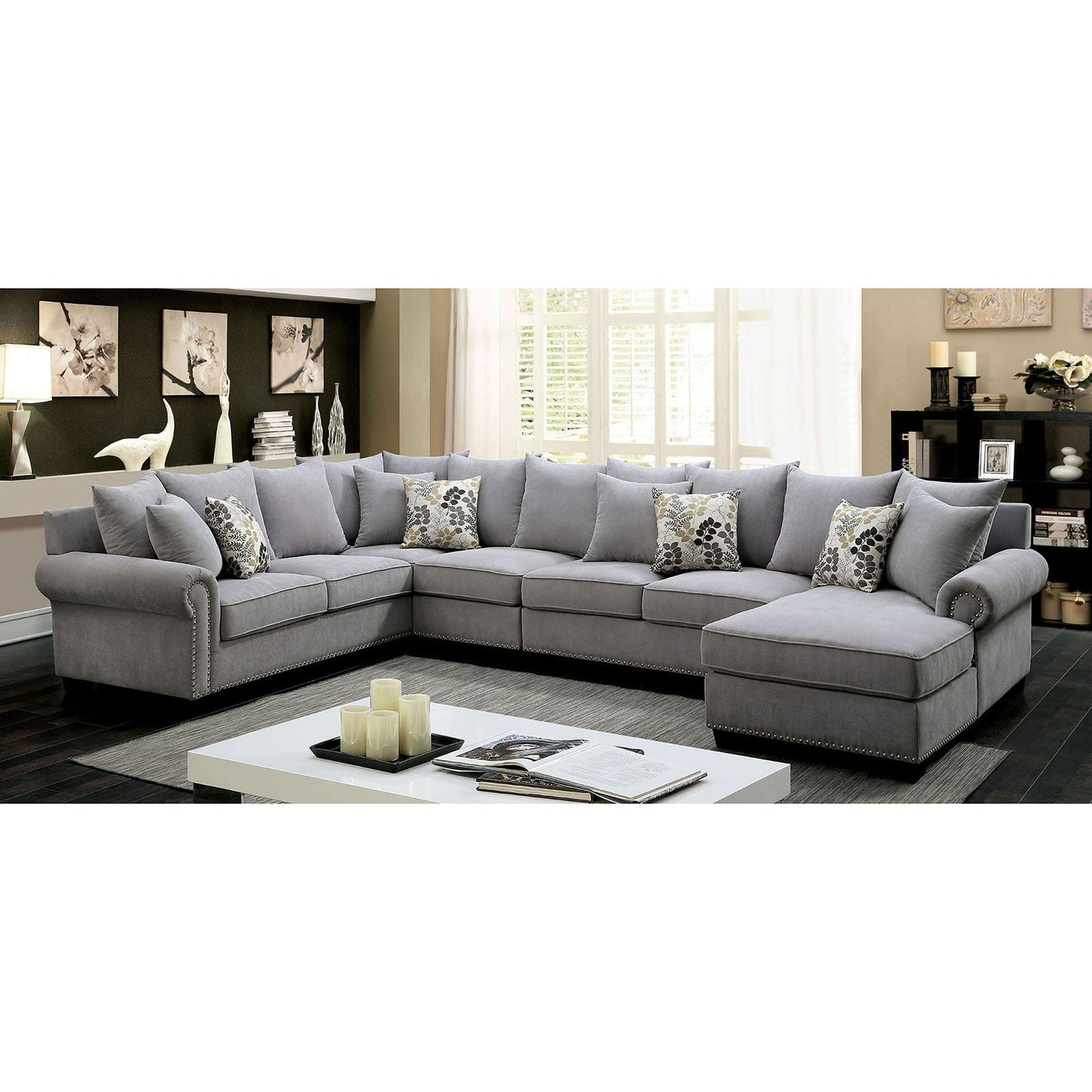 SKYLER II Gray Sectional, Gray FOA East