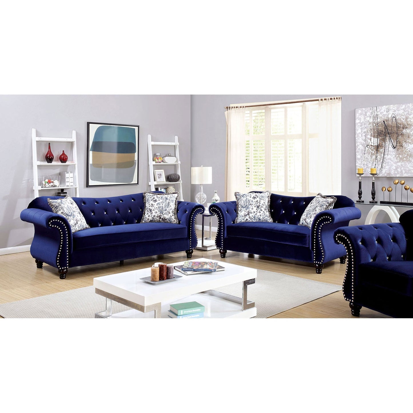 JOLANDA Blue Sofa + Love Seat FOA East