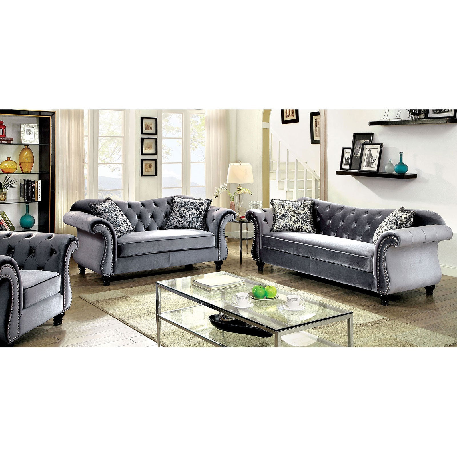 JOLANDA Gray Sofa + Love Seat FOA East