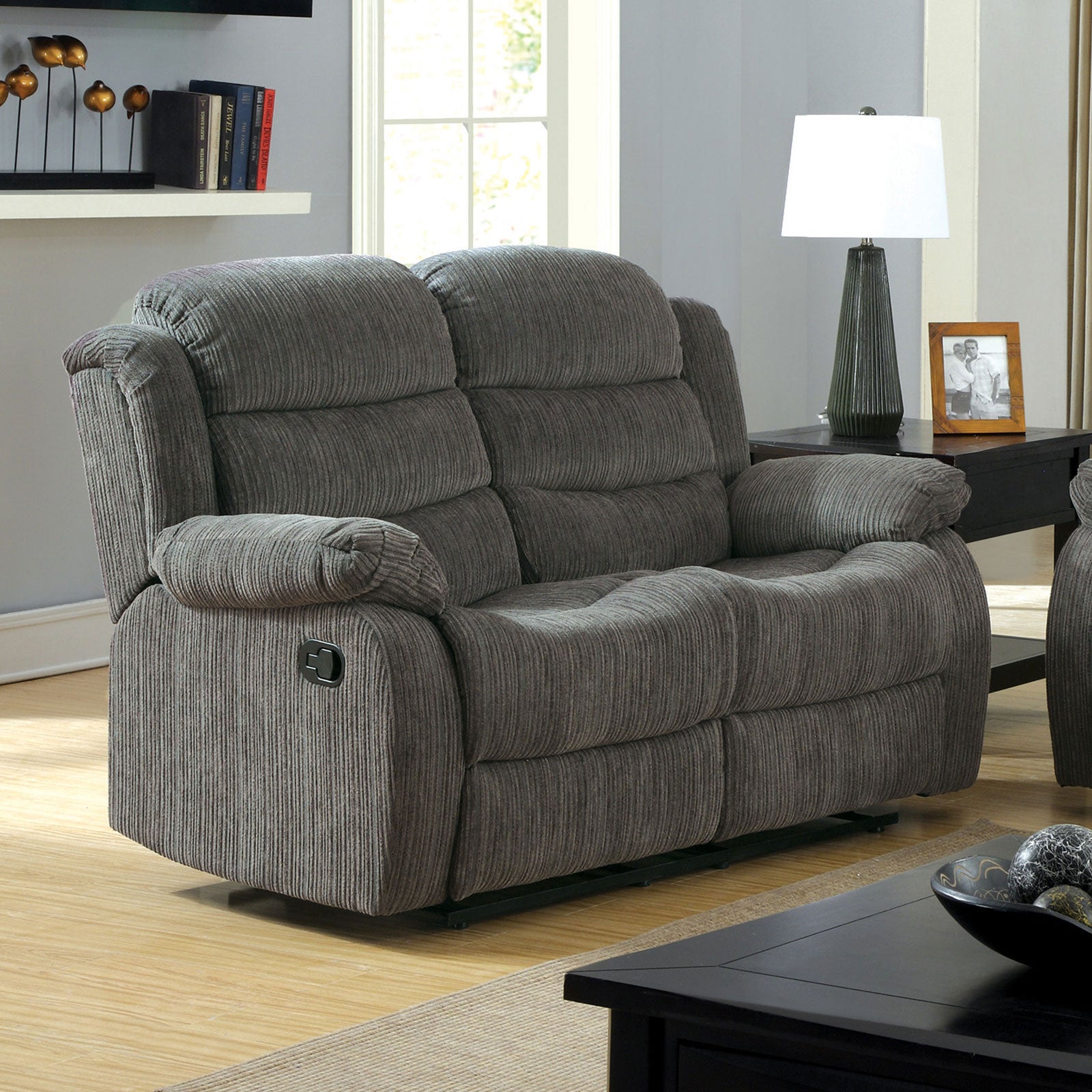 MILLVILLE Gray Love Seat w/ 2 Recliners FOA East