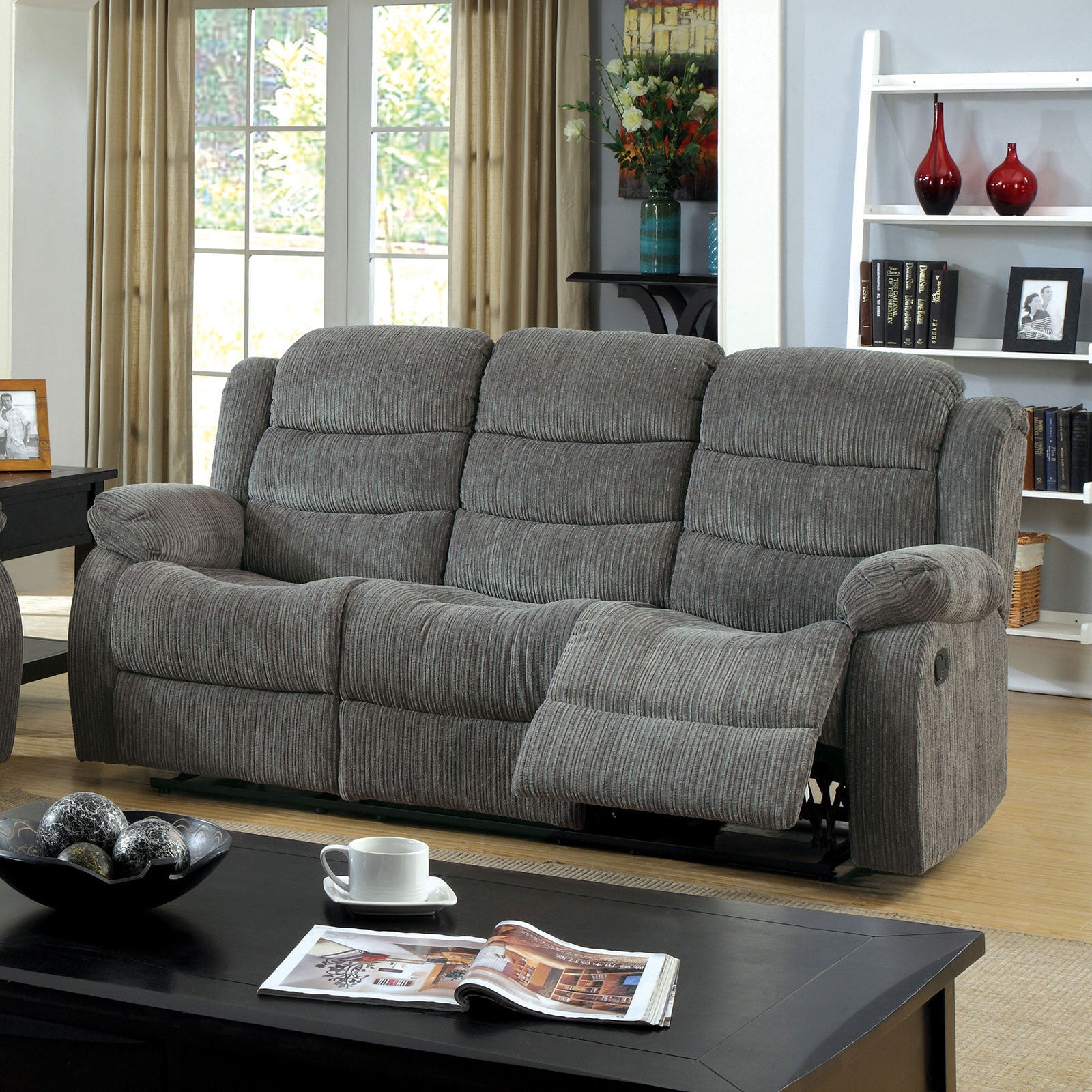 MILLVILLE Gray Sofa w/ 2 Recliners FOA East