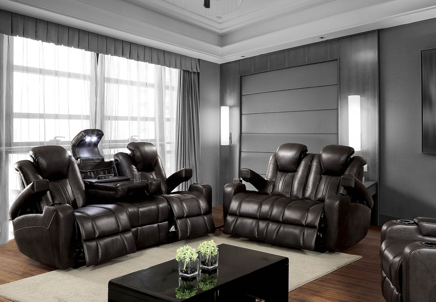 ZAURAK Dark Gray Sofa + Love Seat FOA East