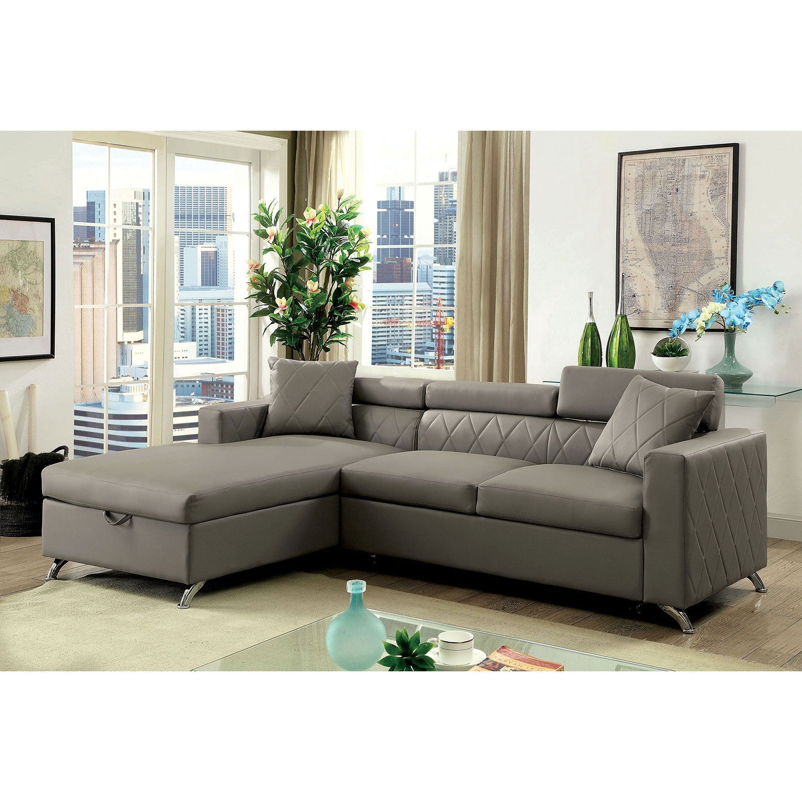 DAYNA Gray Sectional, Gray FOA East