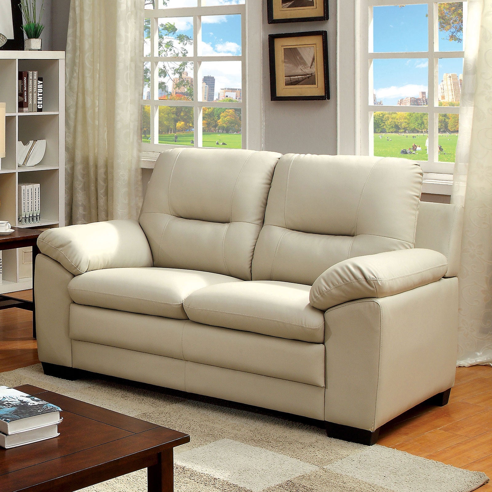 PARMA Warm Gray Love Seat, Ivory FOA East