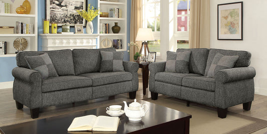 Rhian Dark Gray Sofa + Love Seat FOA East