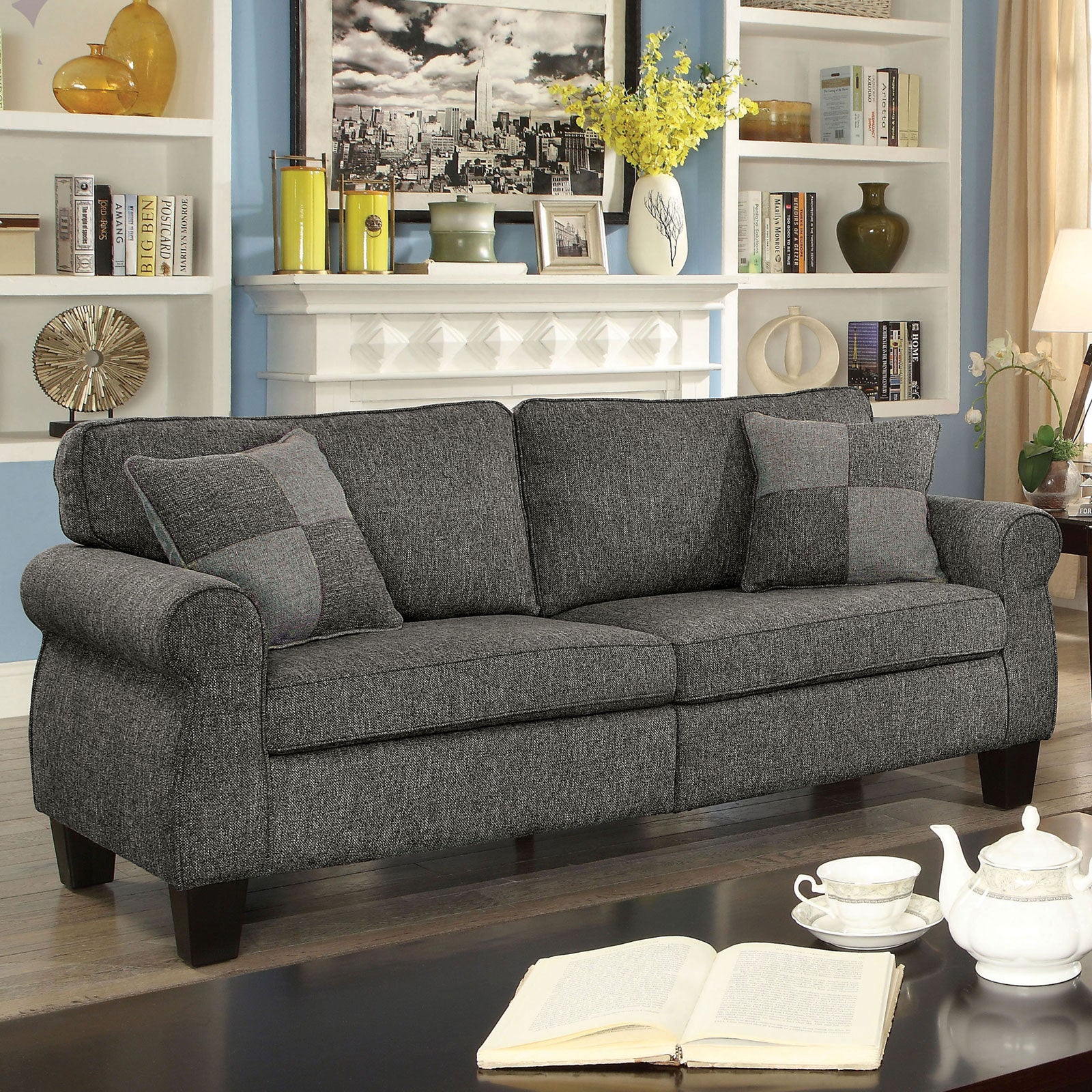 Rhian Dark Gray Sofa, Dark Gray FOA East