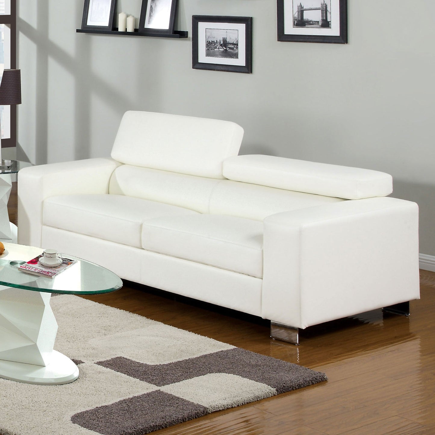 Makri White Sofa, White FOA East