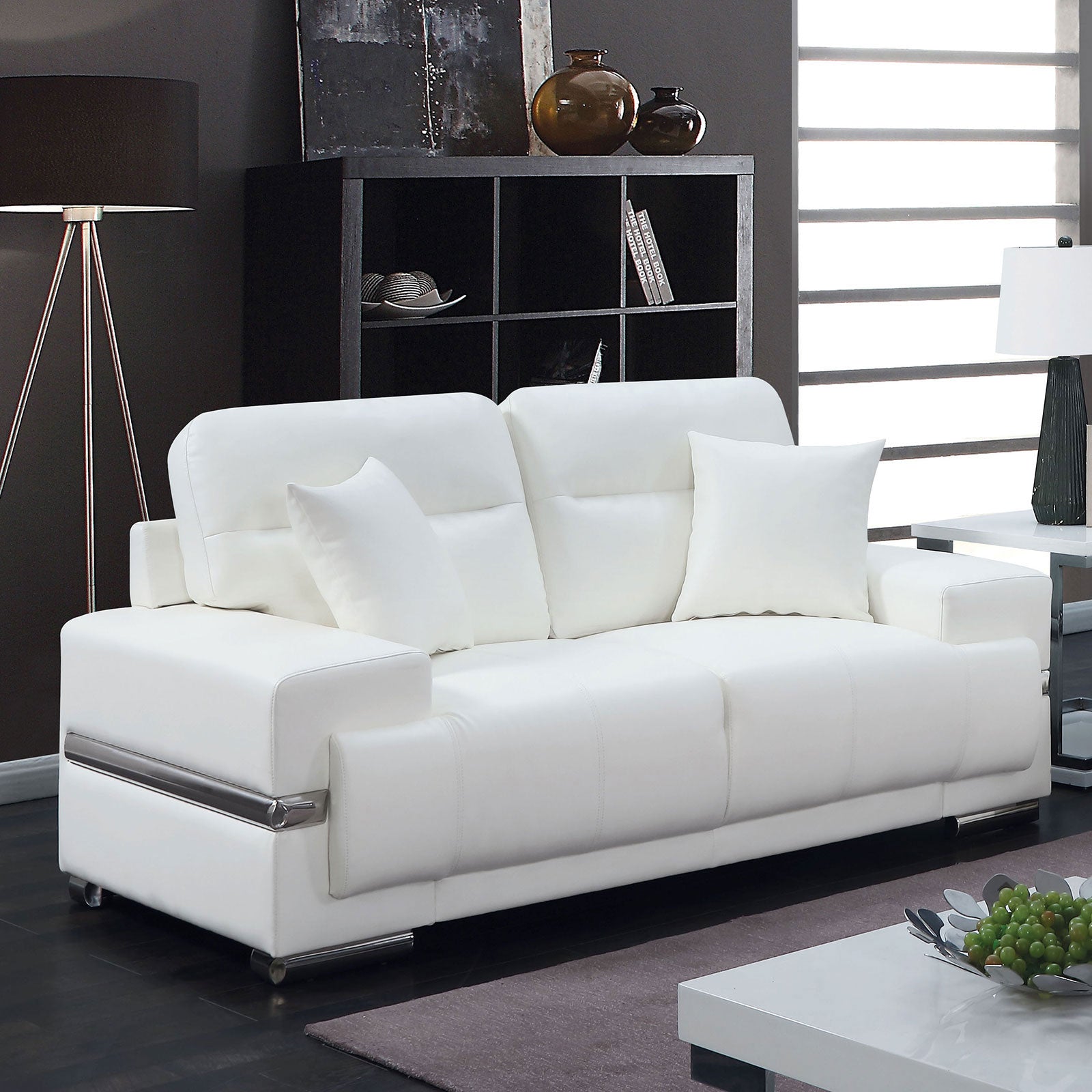 ZIBAK White/Chrome Love Seat, White FOA East