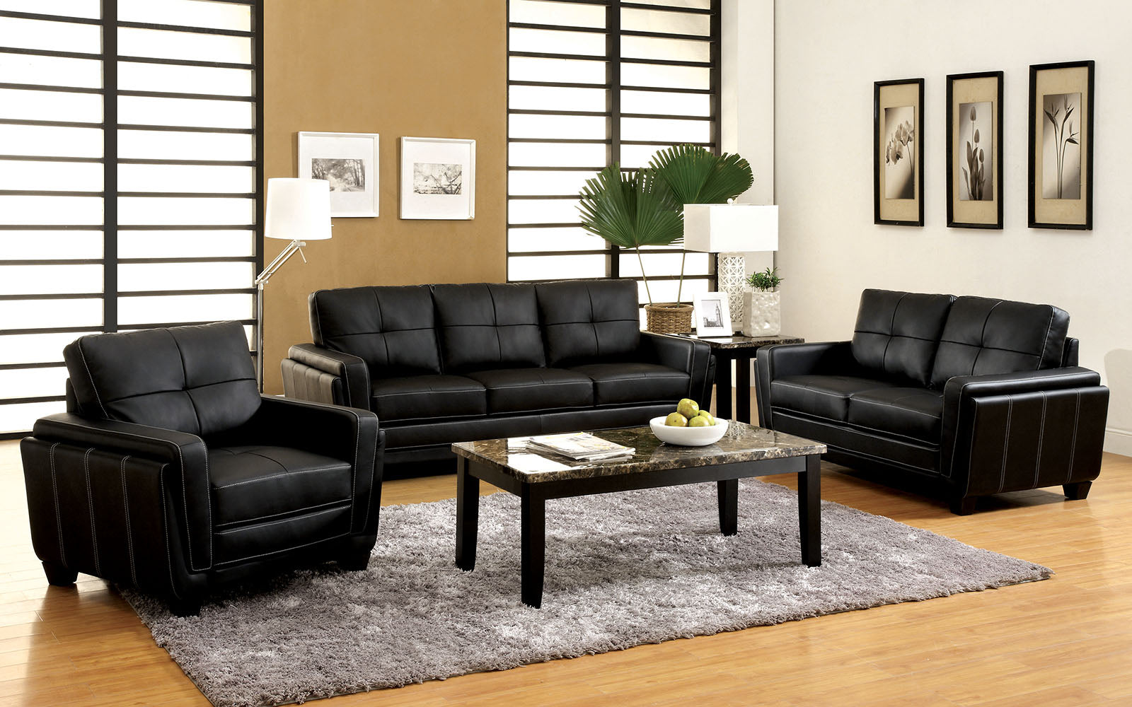 Blacksburg Black Sofa + Love Seat FOA East