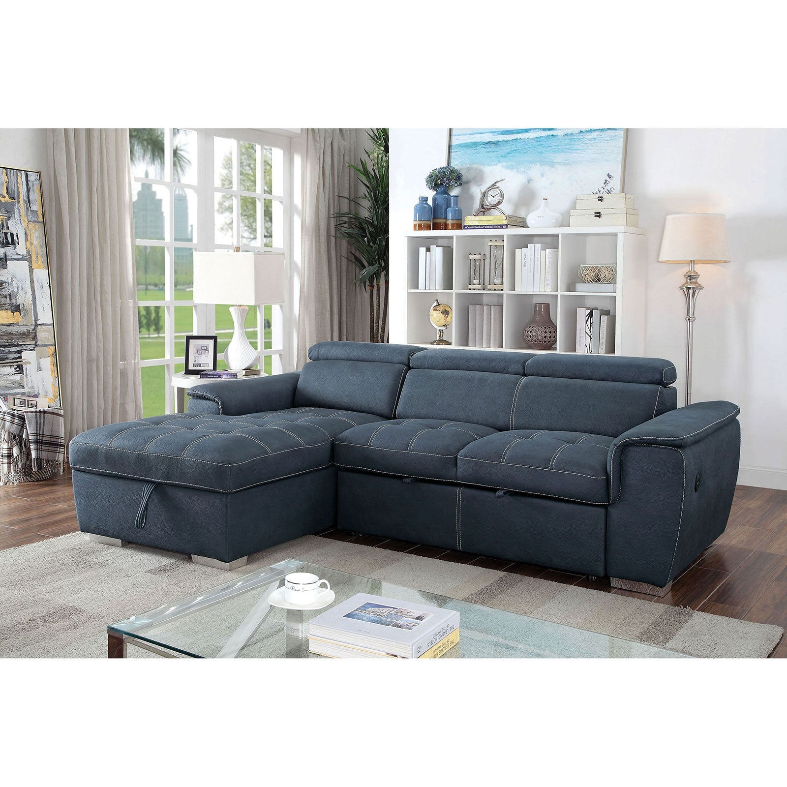 Patty Blue Gray Sectional, blue FOA East