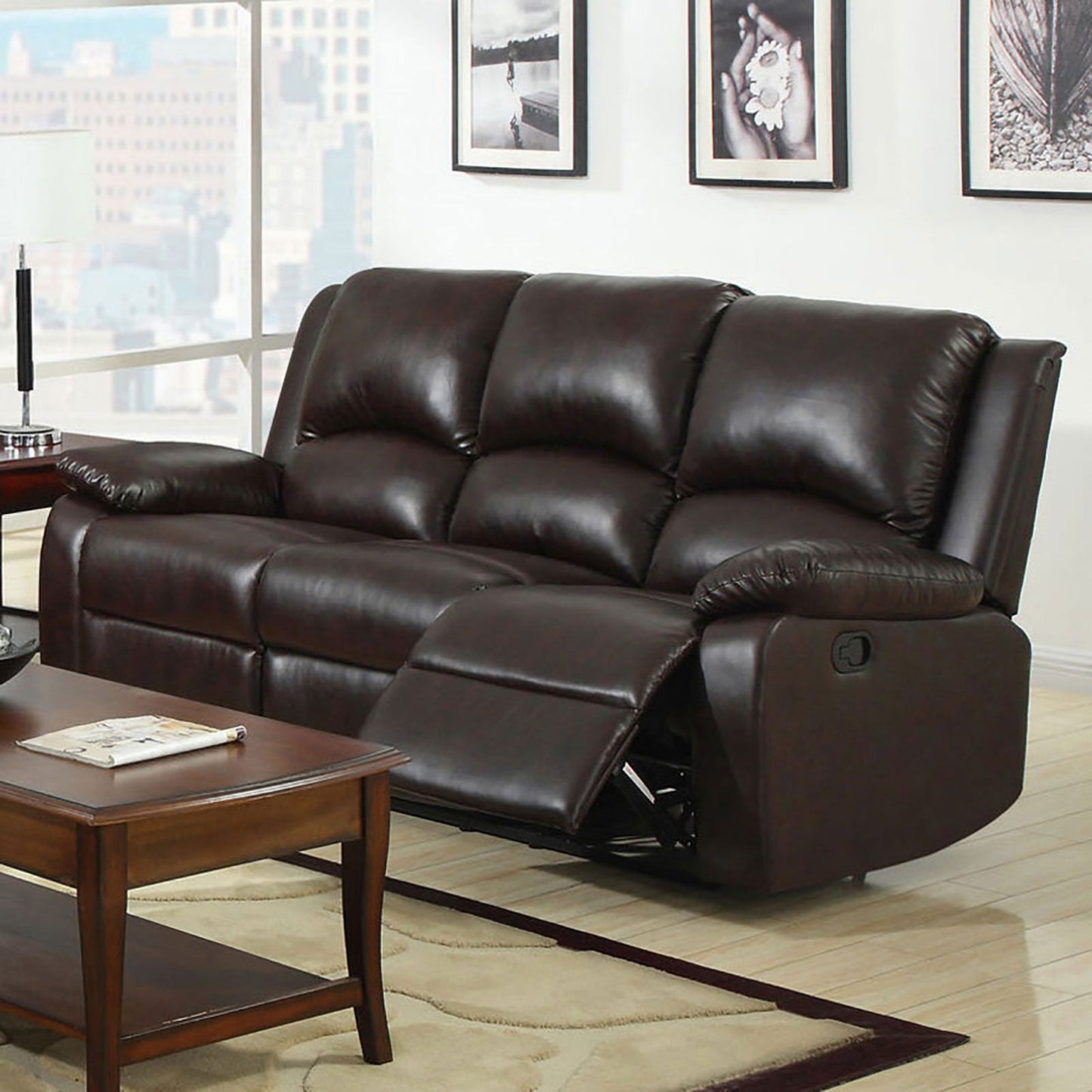 Oxford Rustic Dark Brown Motion Sofa FOA East