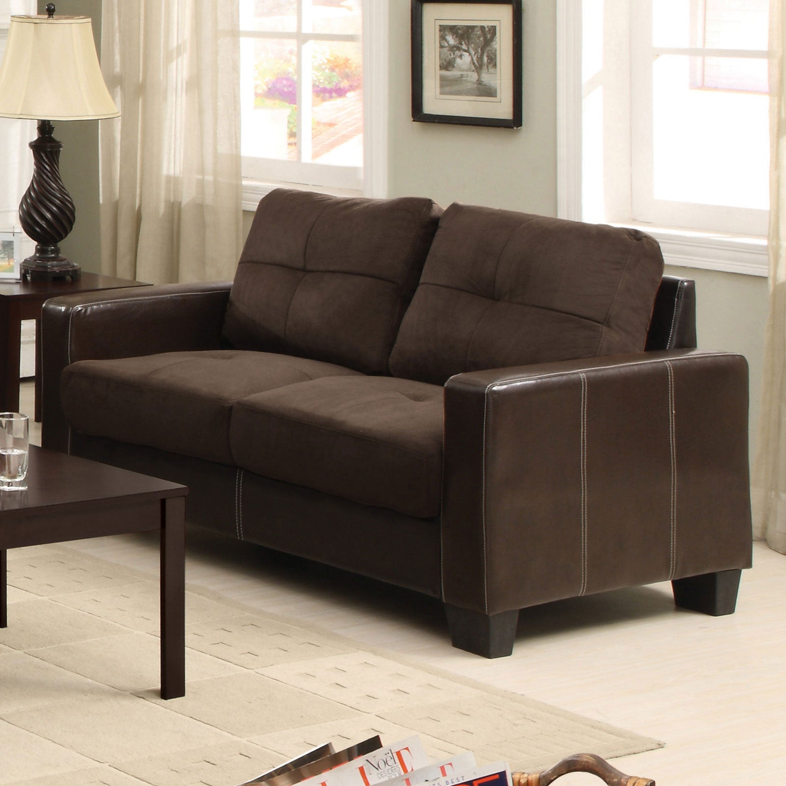 Laverne Chocolate/Espresso Love Seat, Chocolate FOA East