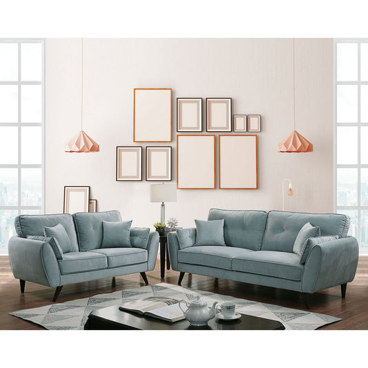 Phillipa Light Teal Sofa + Love Seat FOA East