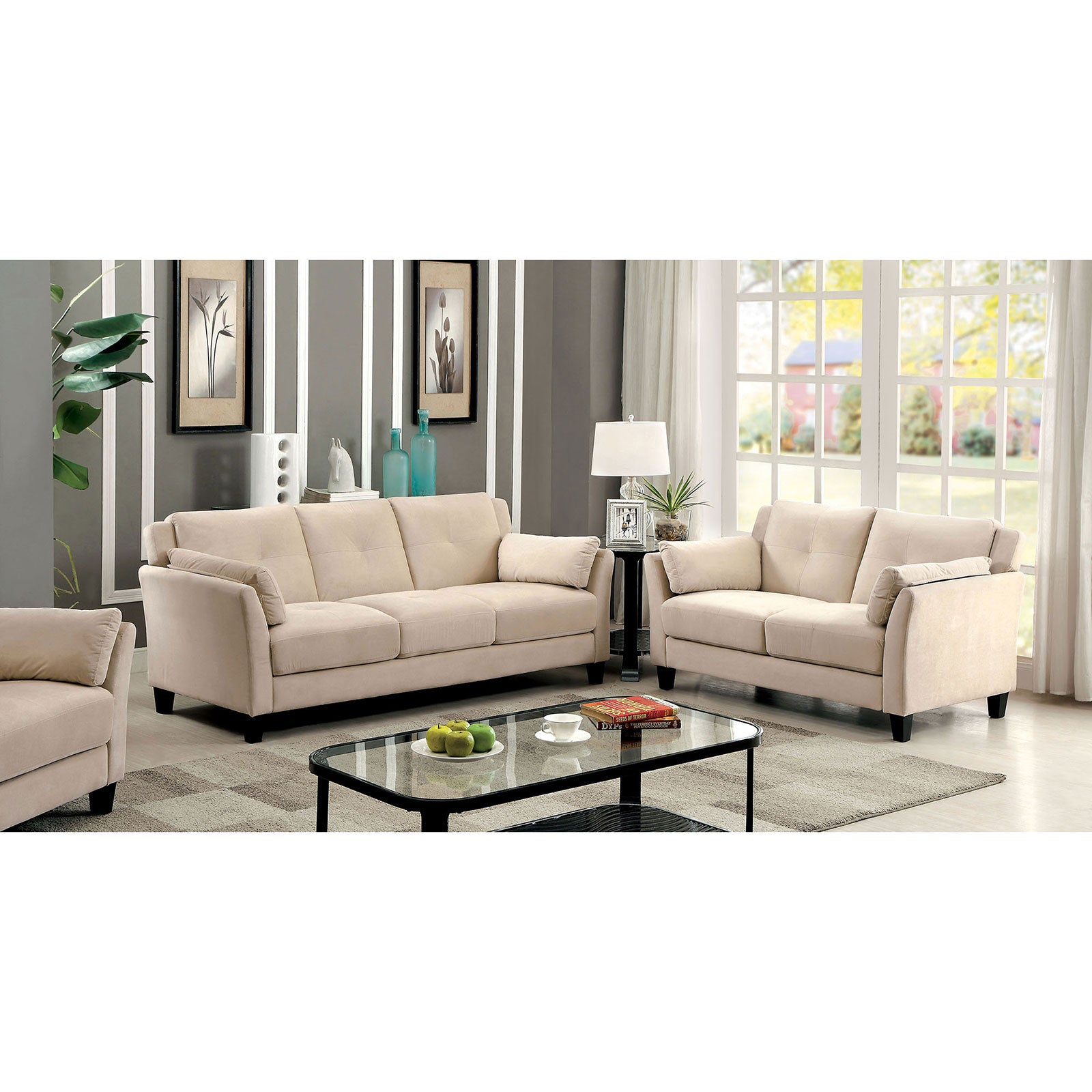 YSABEL Beige Sofa + Love Seat, Beige FOA East