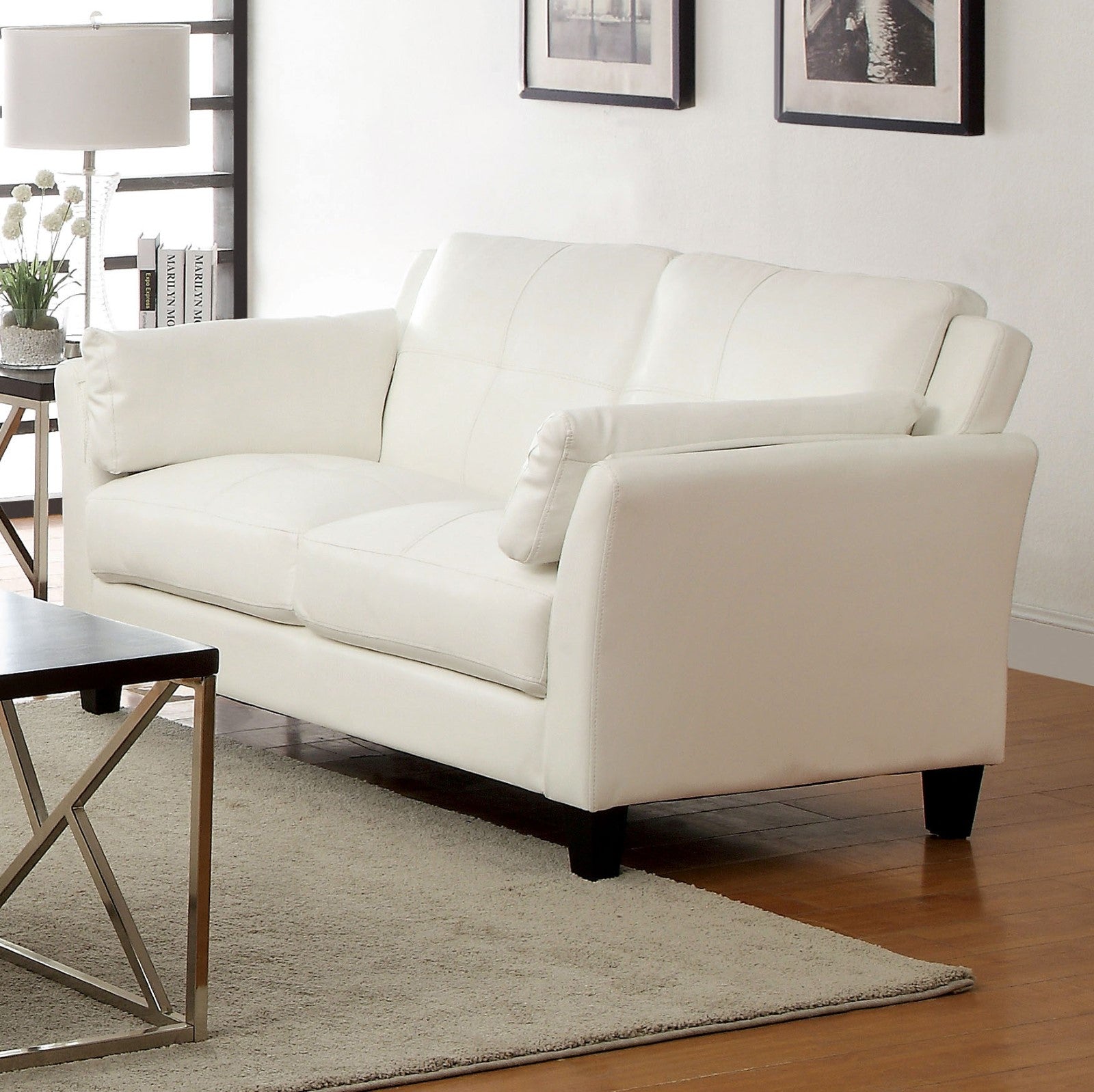 Pierre White Love Seat, White (K/D) FOA East