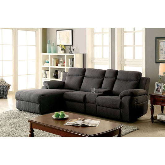 KAMRYN Gray Sectional w/ Console, Gray FOA East