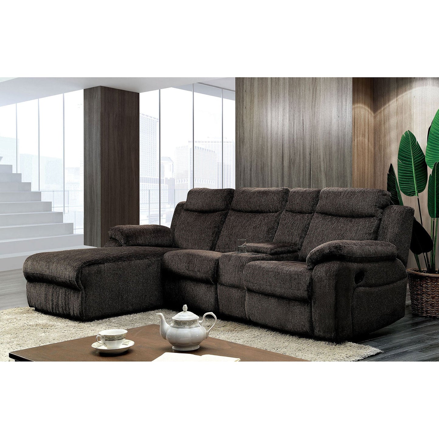 Kamryn Brown Sectional, Gray FOA East