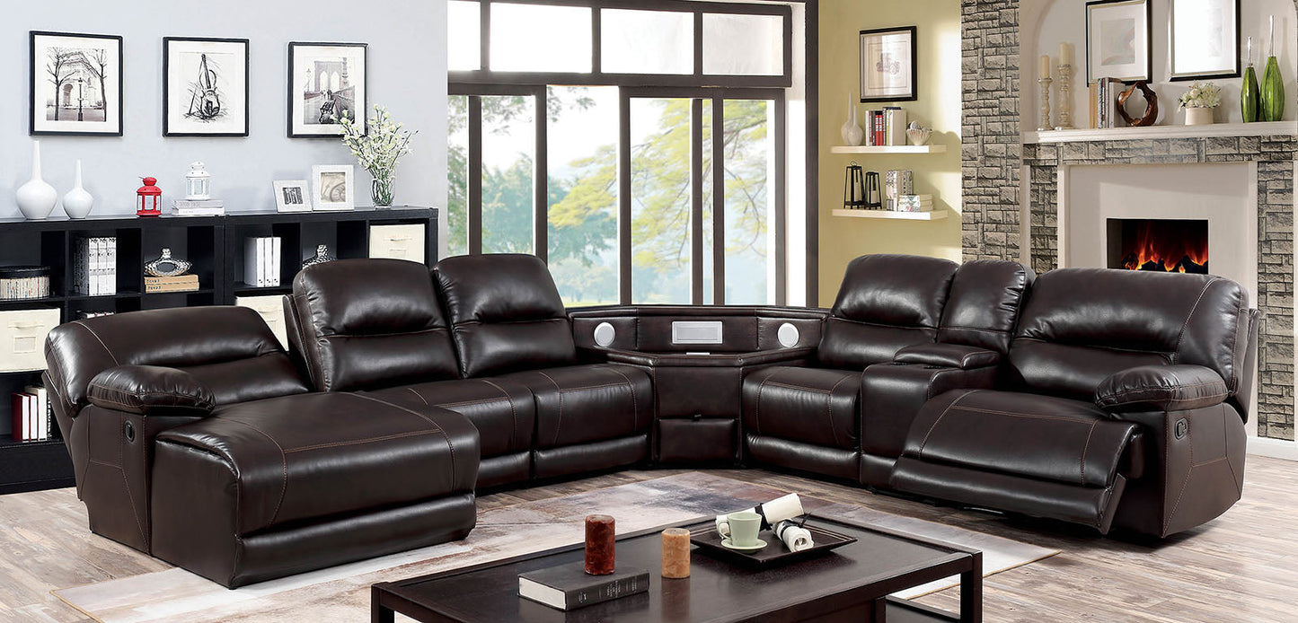 Glasgow Brown Sectional w/ Speaker Wedge FOA East