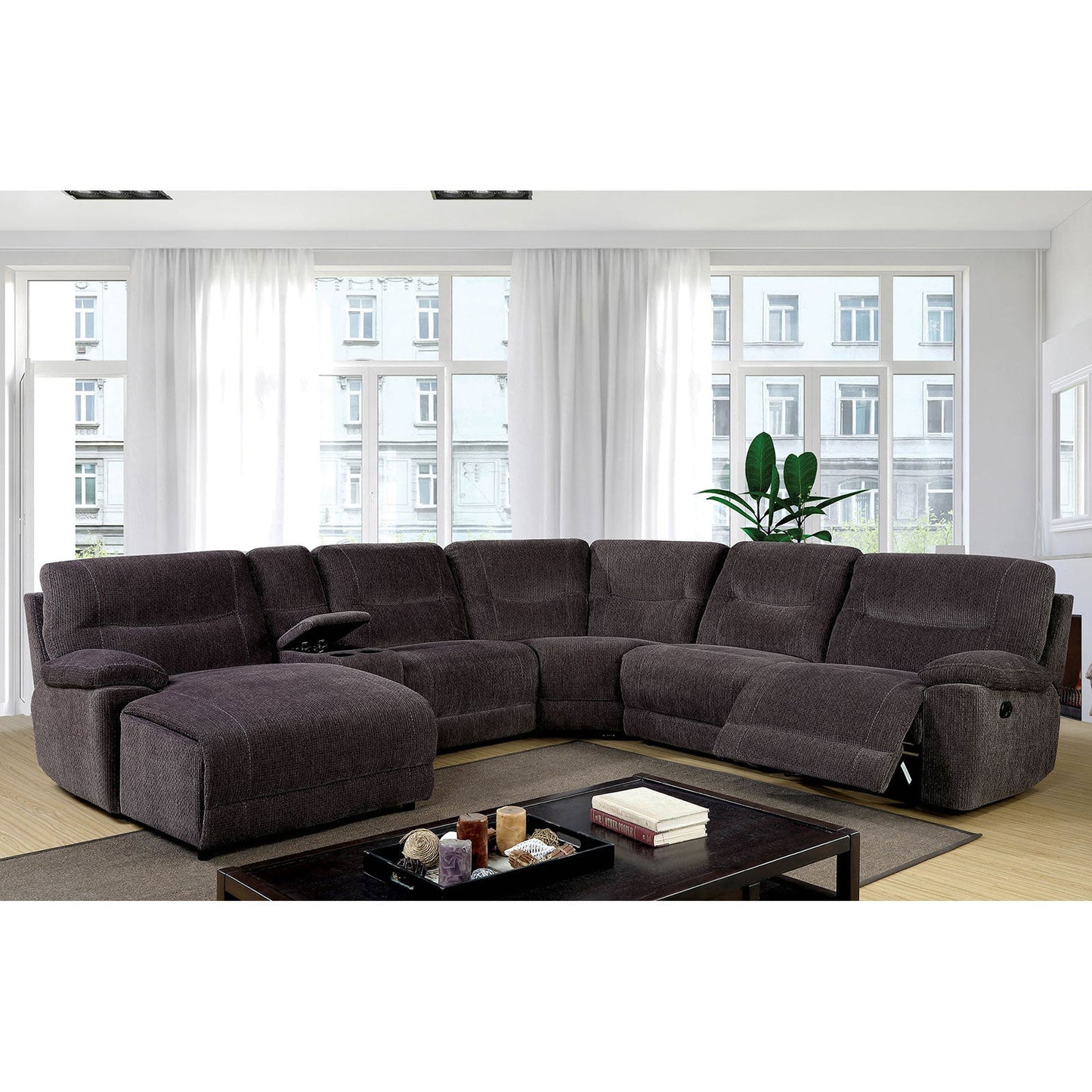 KARLEE II Gray Sectional w/ Console FOA East