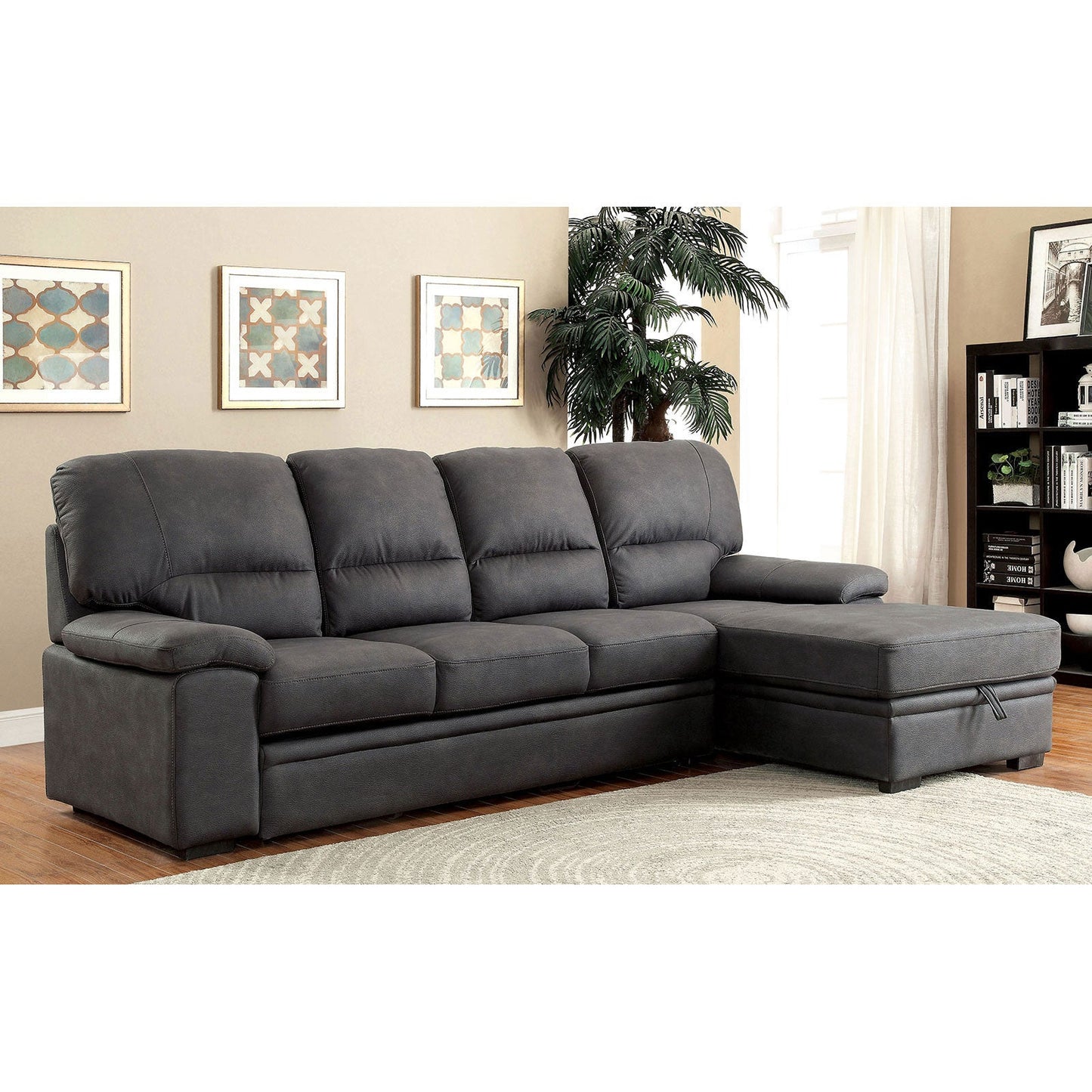 ALCESTER Graphite Sectional w/ Sleeper, Graphite FOA East