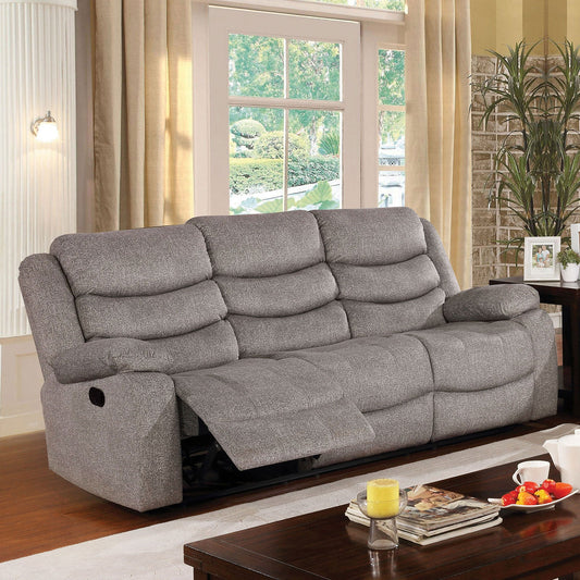 Castleford Light Gray Sofa w/ 2 Recliners FOA East