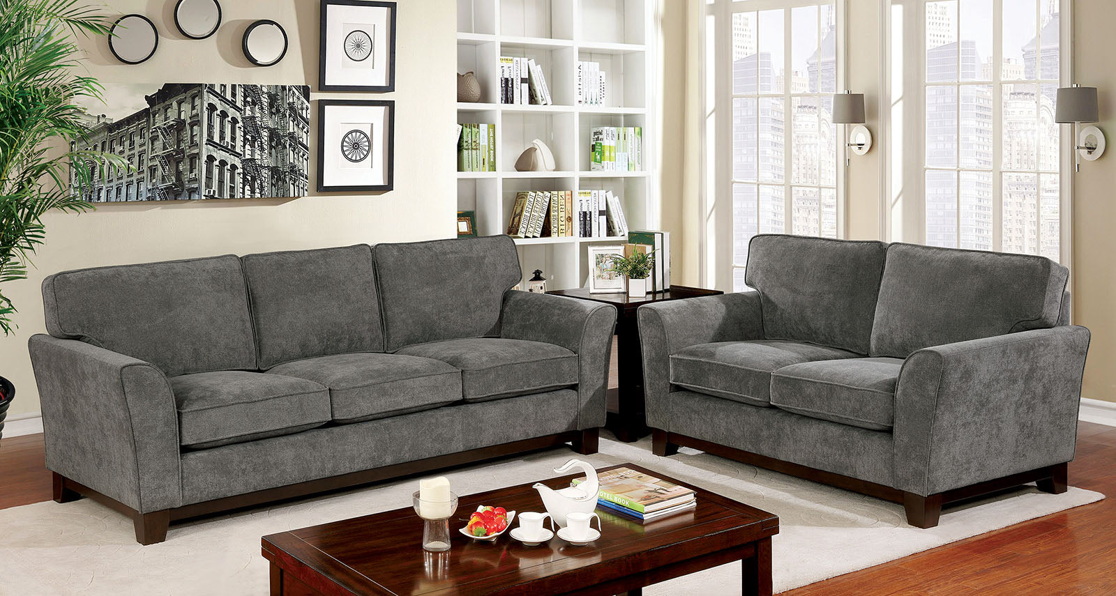 Caldicot Gray Sofa + Love Seat FOA East