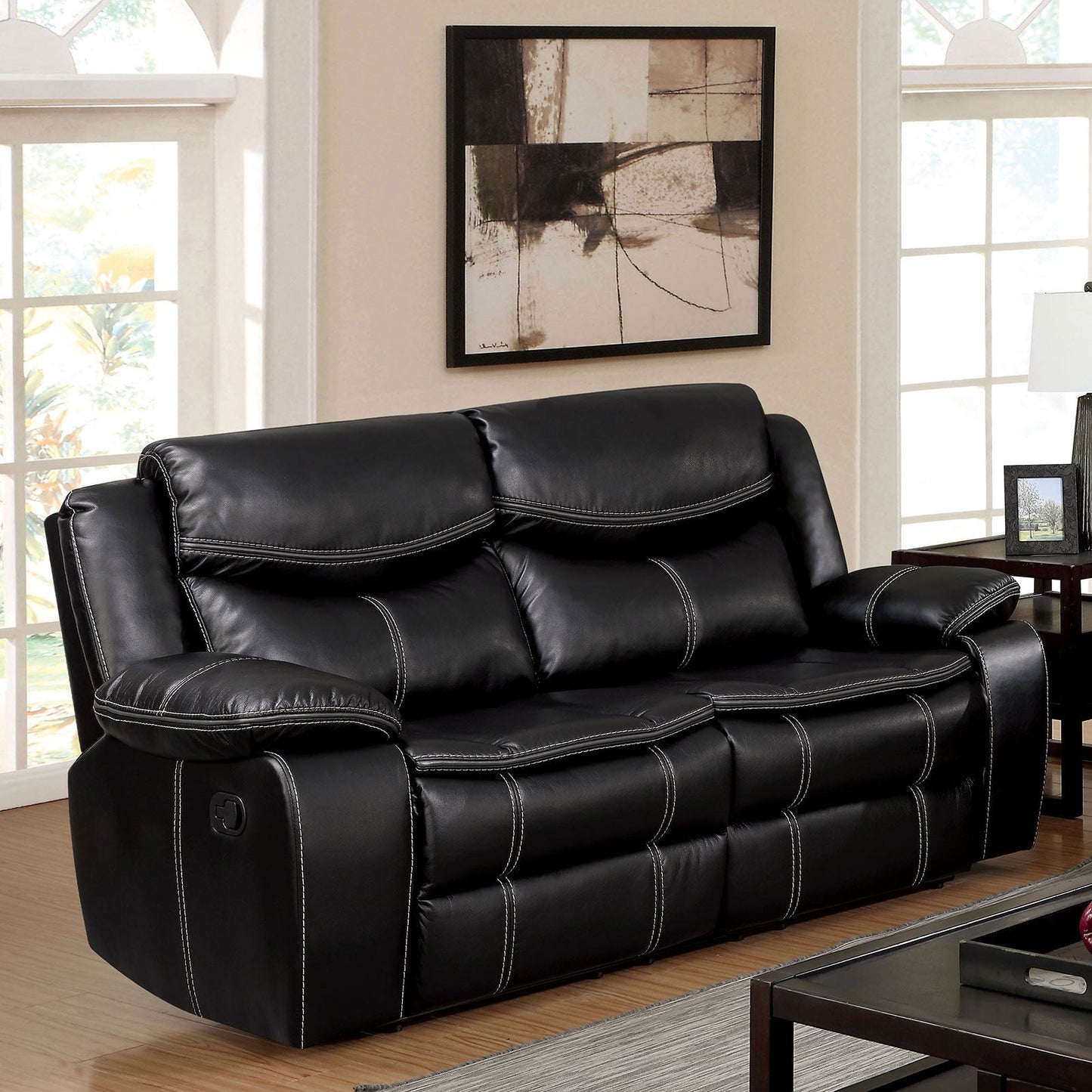 GATRIA Black Love Seat w/ 2 Recliners FOA East