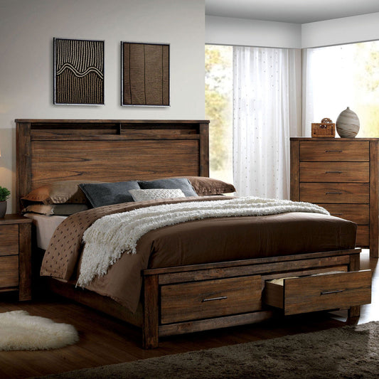 ELKTON Oak QUEEN BED FOA East