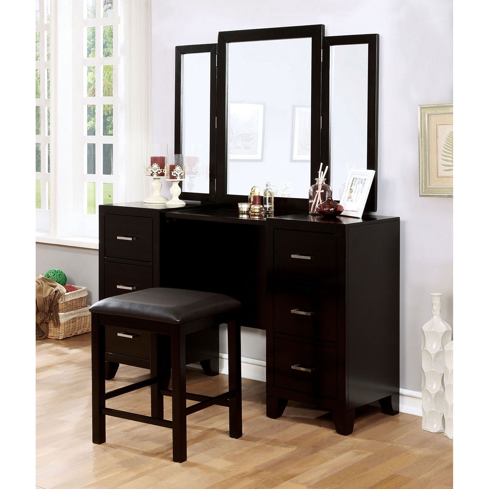 Enrico Espresso Vanity w/ Stool FOA East