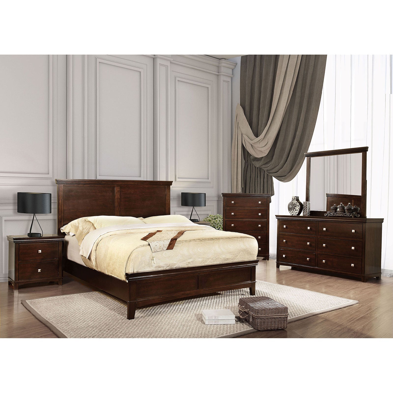 Spruce Brown Cherry 5 Pc. Queen Bedroom Set w/ Chest FOA East