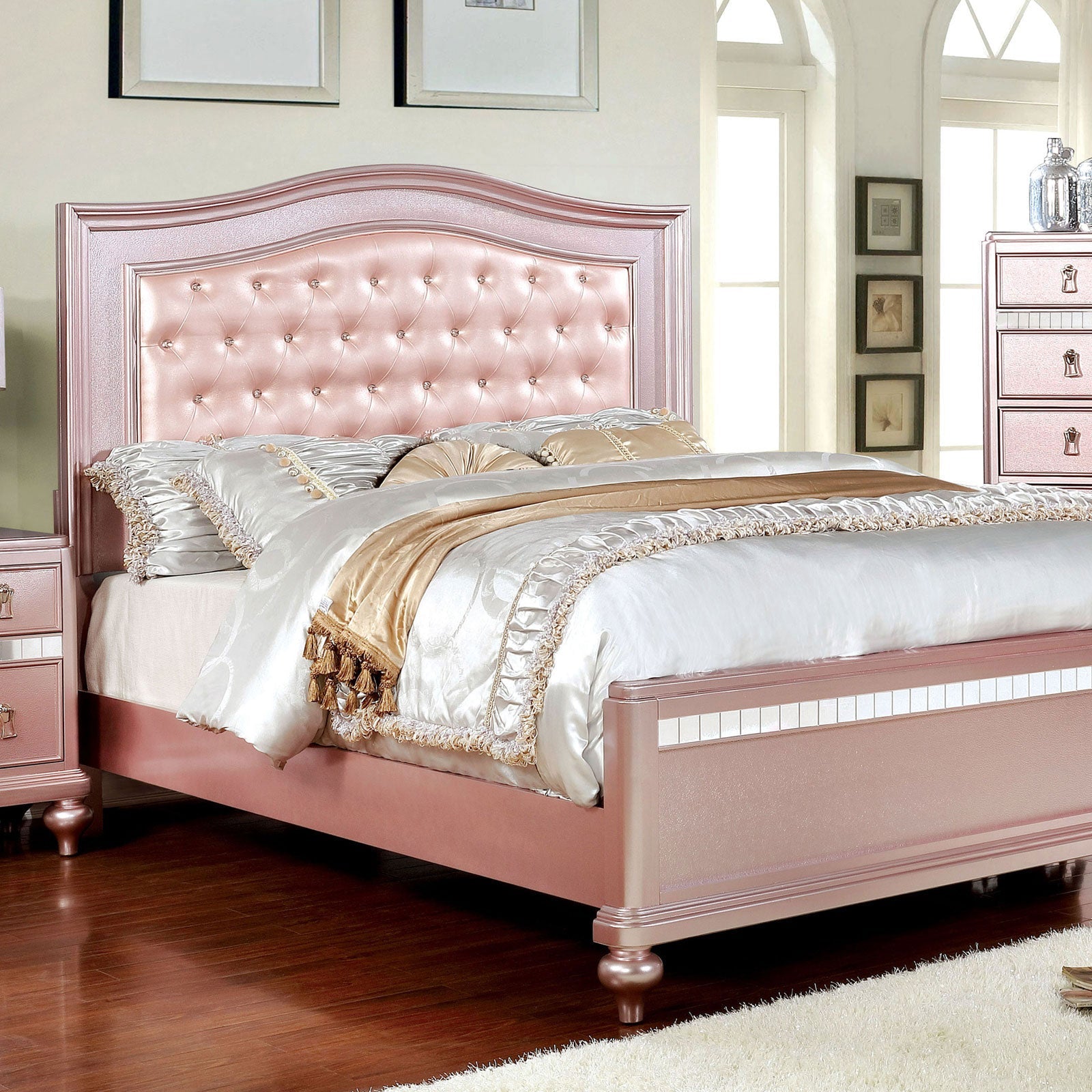 Ariston Rose Gold Queen Bed FOA East