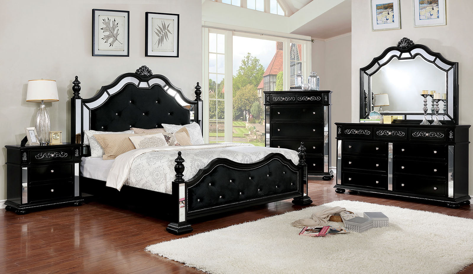 Azha Black 4 Pc. Queen Bedroom Set FOA East