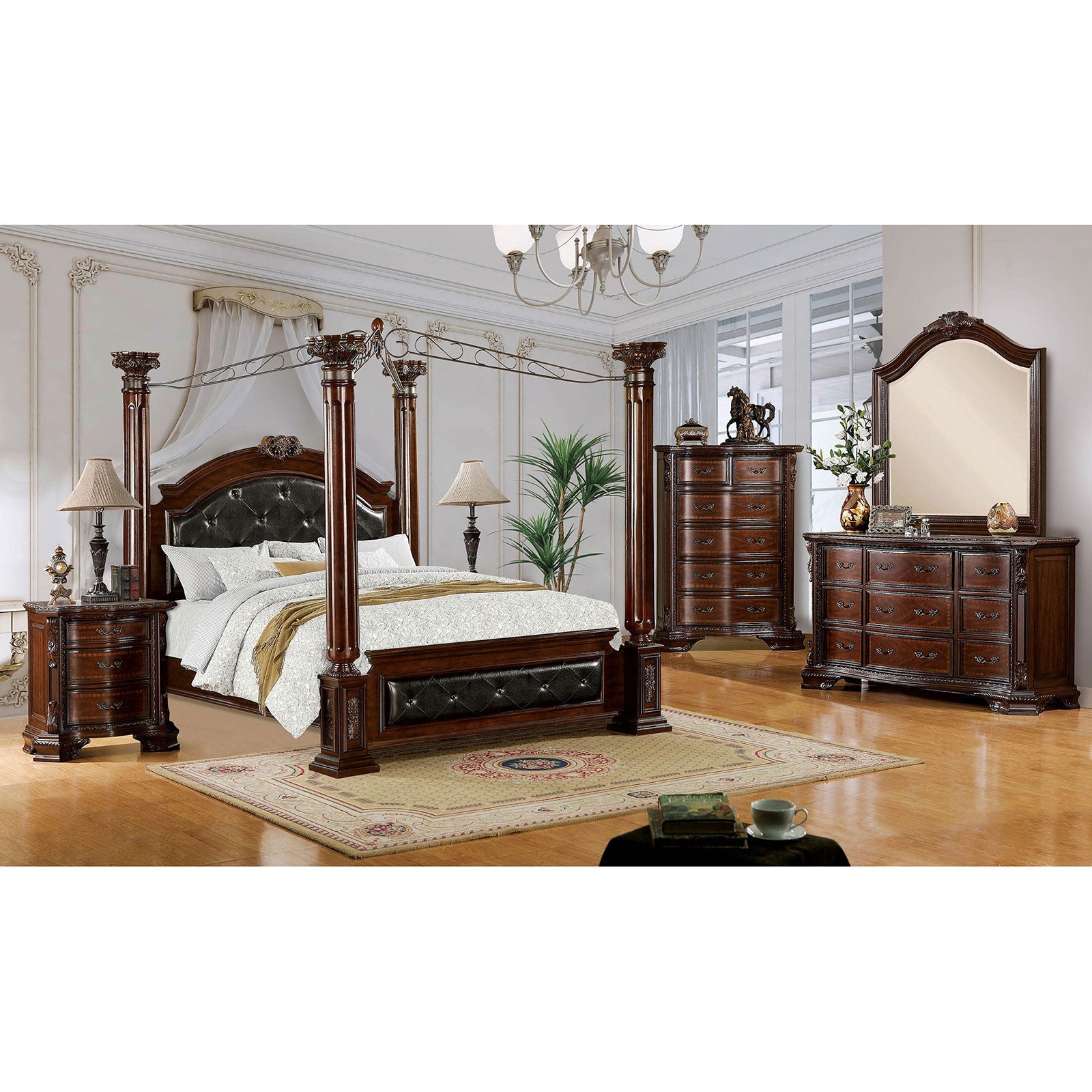 Mandalay Brown Cherry 5 Pc. Queen Bedroom Set w/ Chest FOA East