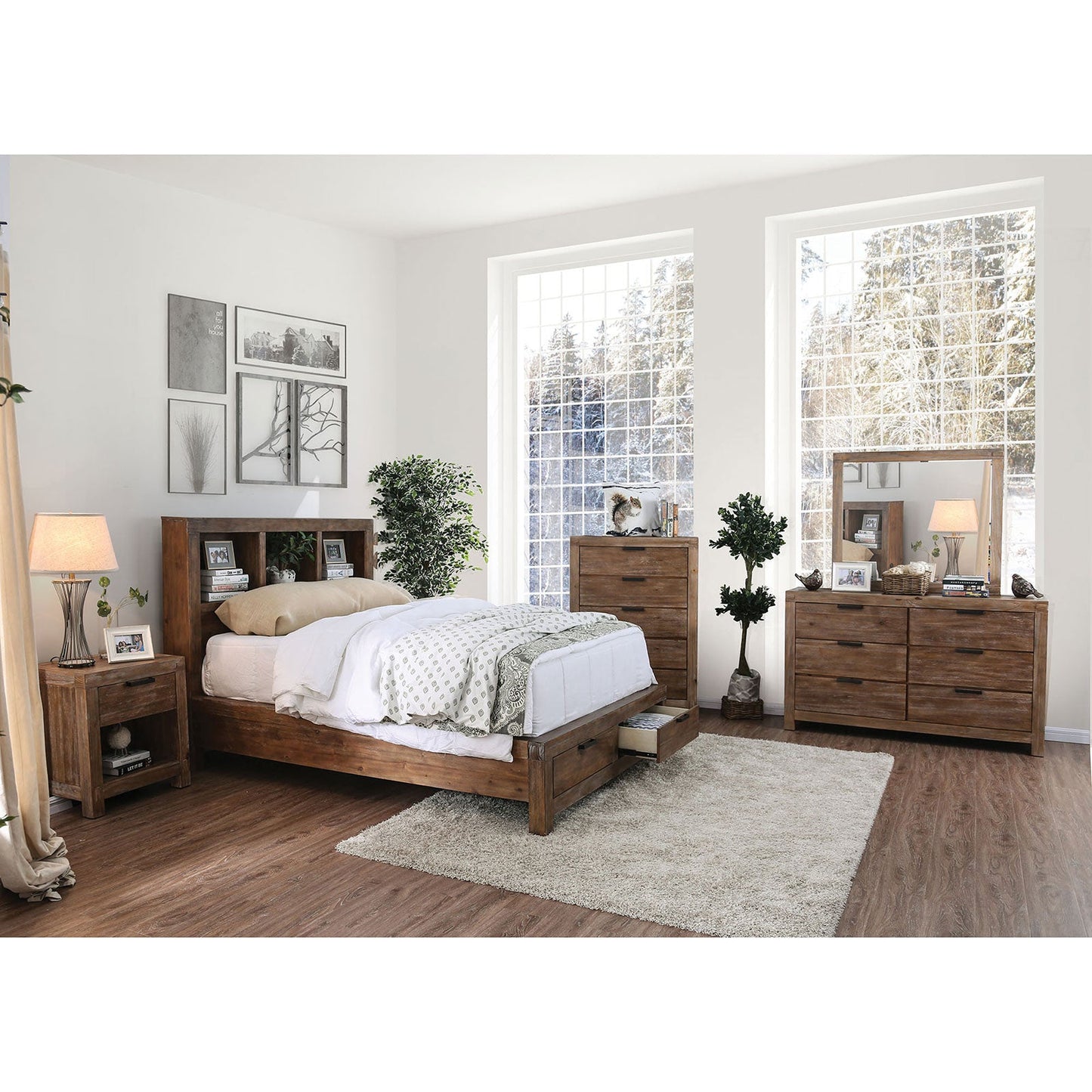 Mcallen Weathered Light Oak 5 Pc. Queen Bedroom Set w/ 2NS FOA East