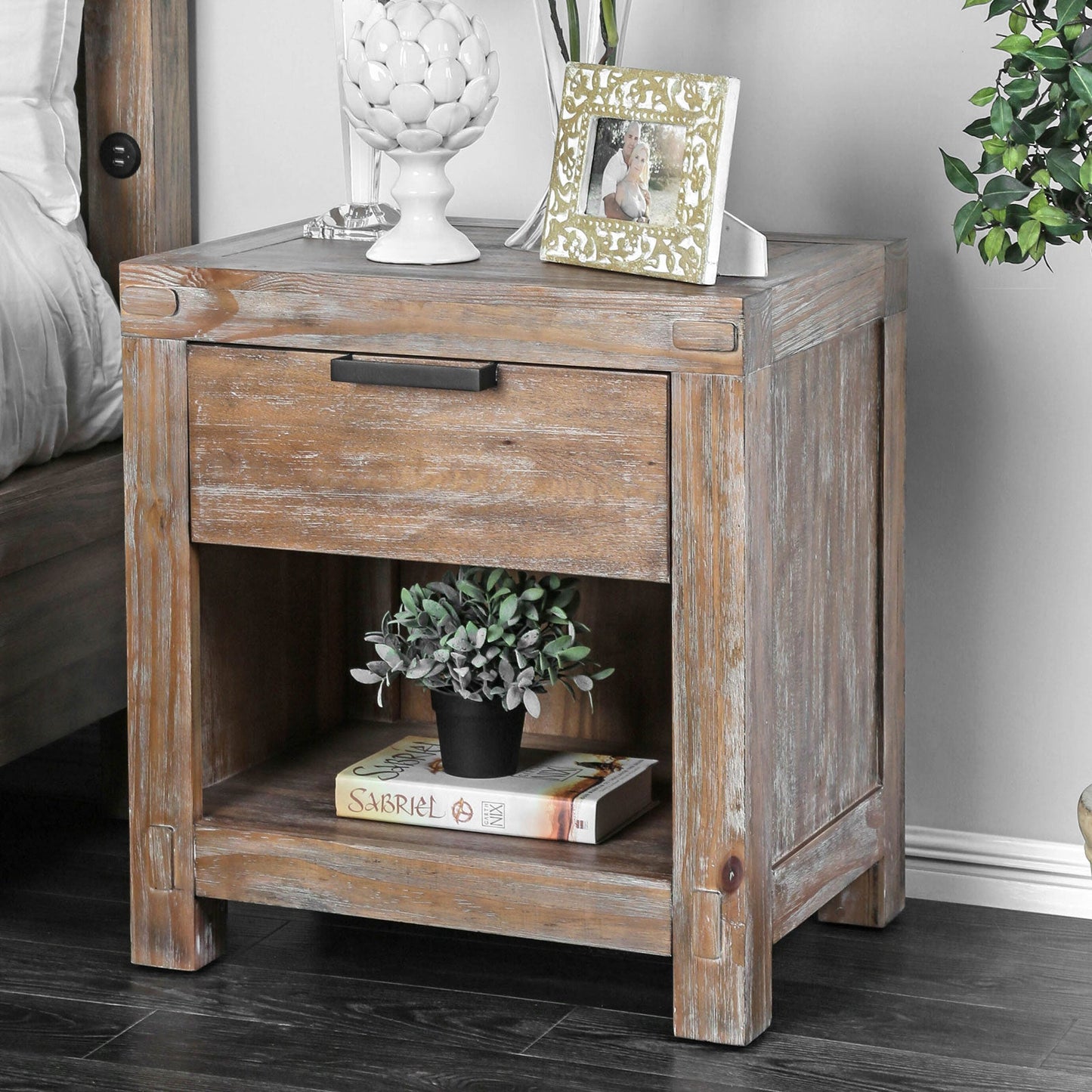 Wynton Weathered Light Oak Night Stand FOA East