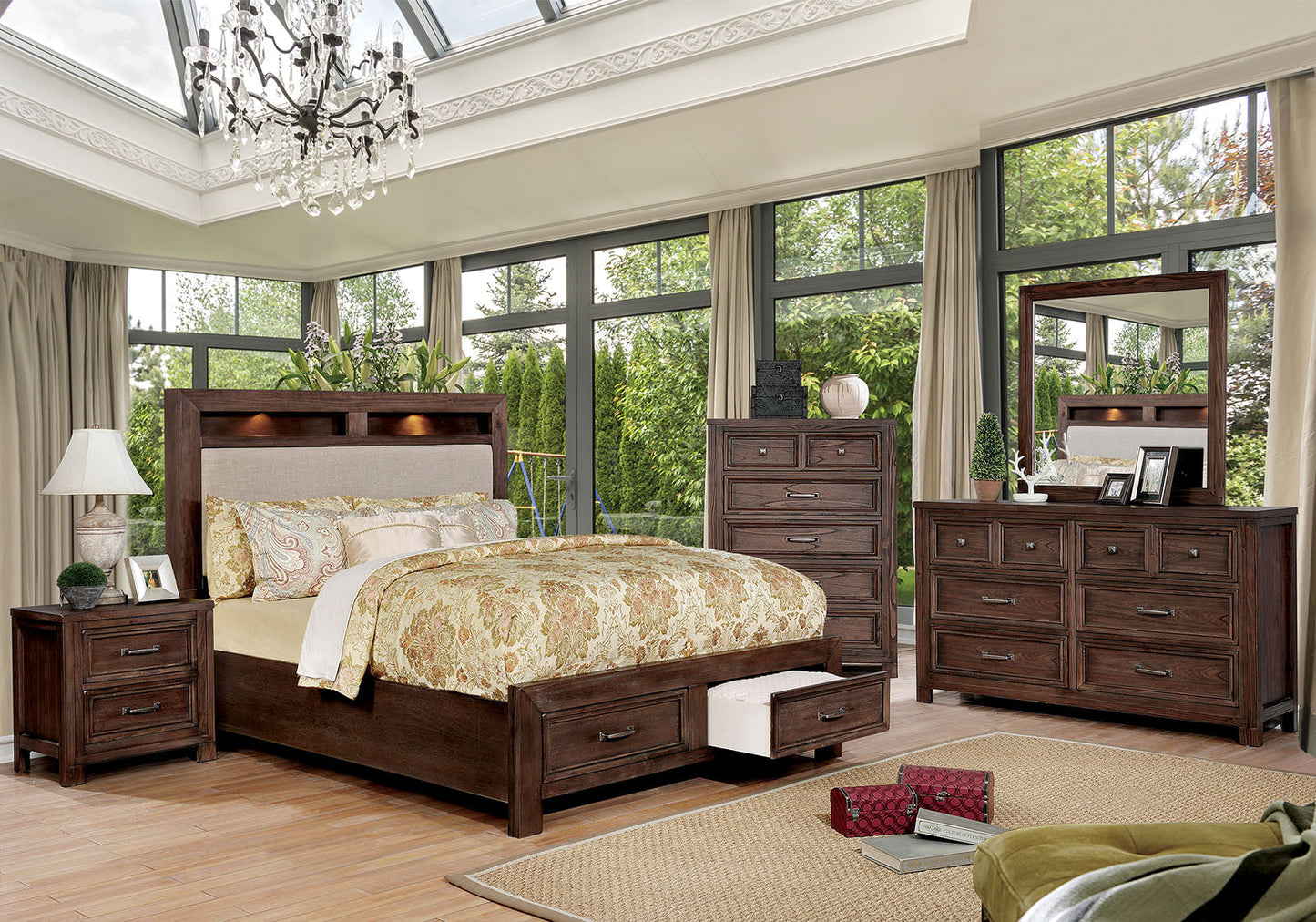 Tywyn Dark Oak 5 Pc. Queen Bedroom Set w/ Chest FOA East