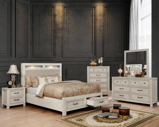 Tywyn Antique White Queen Bed FOA East