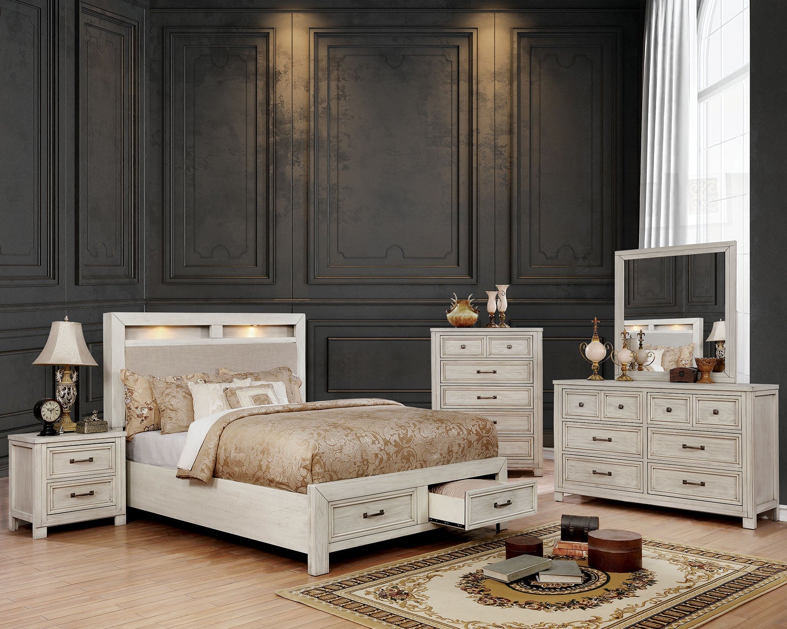 Tywyn Antique White E.King Bed FOA East