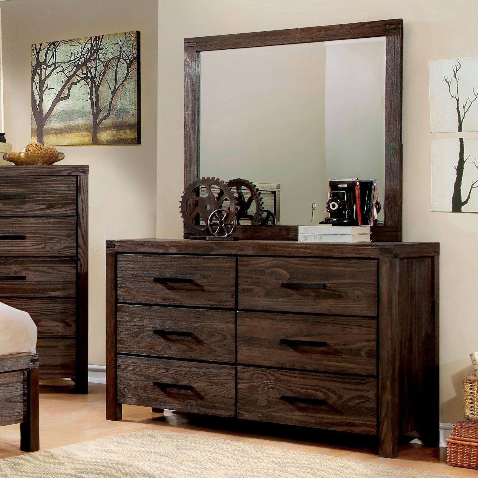 Rexburg Wire-Brushed Rustic Brown Dresser FOA East