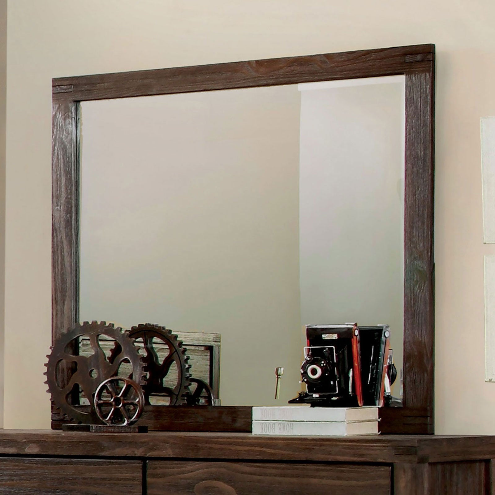 Rexburg Wire-Brushed Rustic Brown Mirror FOA East