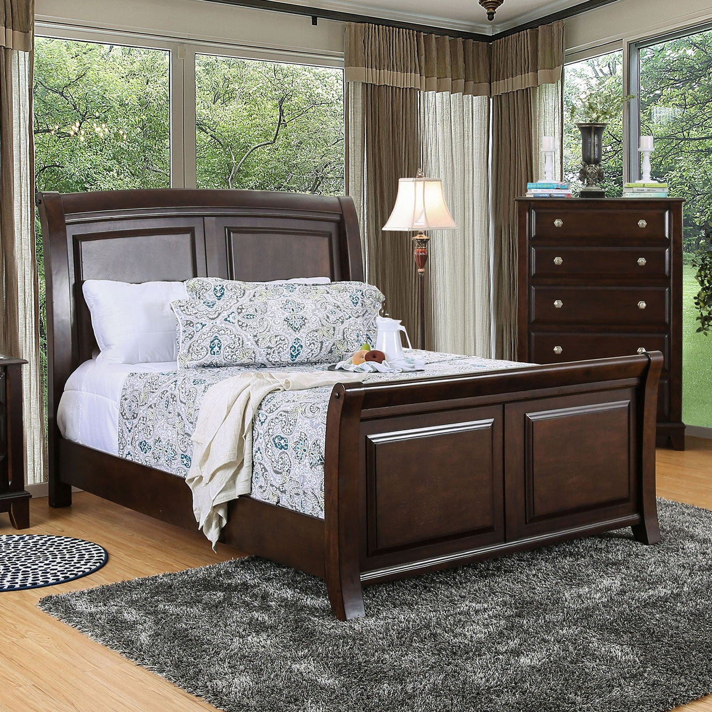 Litchville Brown Cherry Queen Bed FOA East